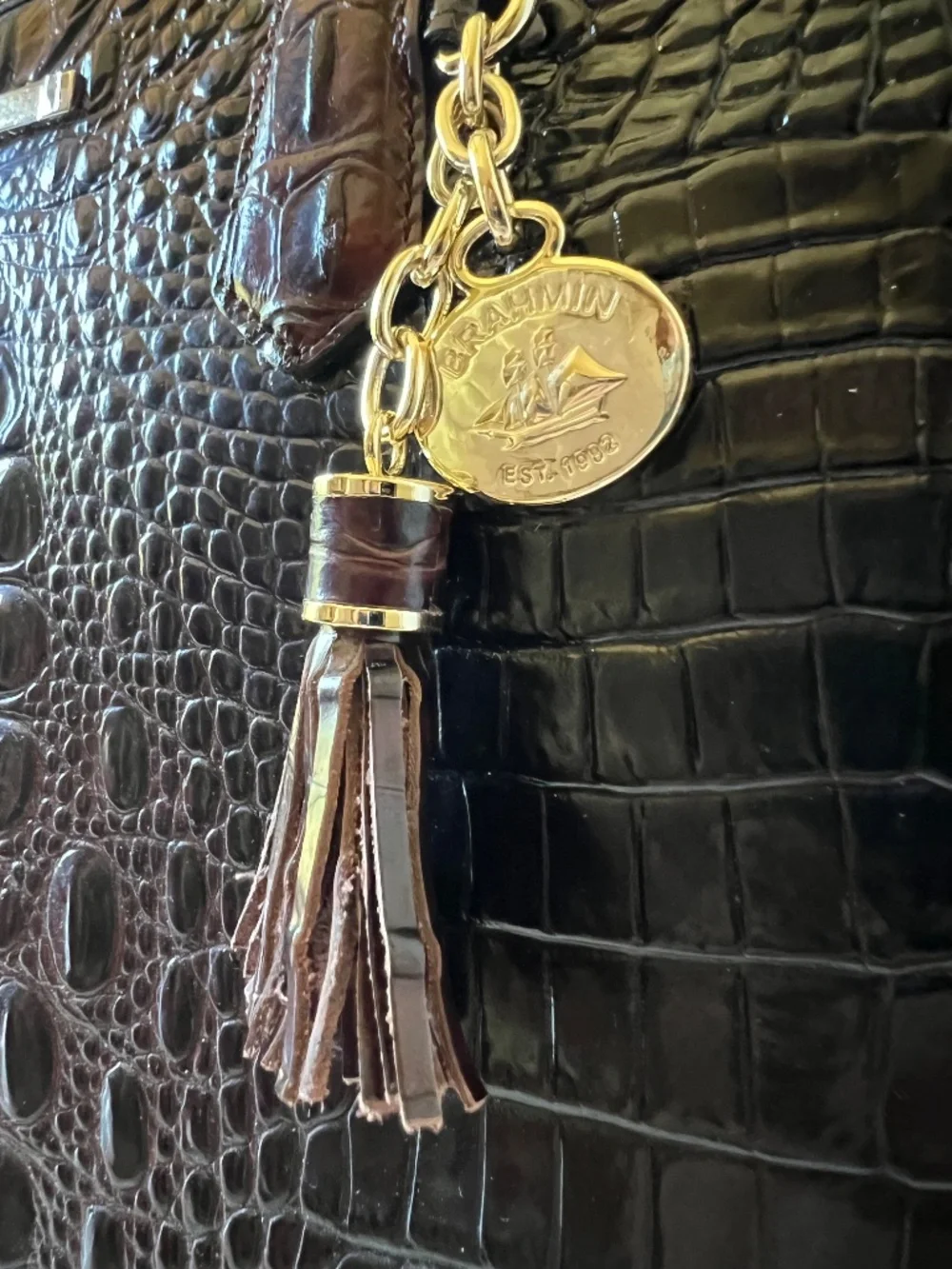 LIKE NEW Brahmin Medium Asher Leather Tote in Vintage Pecan Melbourne w/ Tassel